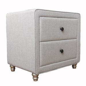 Table <span class=keywords><strong>de</strong></span> chevet en tissu faux, style moderne, avec <span class=keywords><strong>deux</strong></span> tiroirs, 1 pièce - Product Image 3