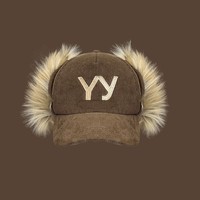 Gorra de béisbol de pana Y2K personalizada al por mayor con orejeras de piel sintética, gorro de trampero esponjoso, gorras cálidas de felpa con letras bordadas