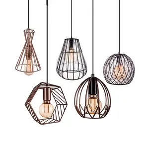 Lustre led vintage industrial em estilo nórdico, luminária com suporte de lâmpada pendente