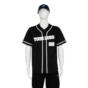 Maillot de baseball personnalisé de haute qualité, type boutonné, léger, court, respirant, confortable, séchage rapide, imprimé par transfert thermique - Product Image 1