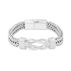 <b>Titanium</b> Steel Double Row <b>Chain</b> Bracelet Magnetic Clasp Unisex Fashion Jewelry Gift - Product Image 5