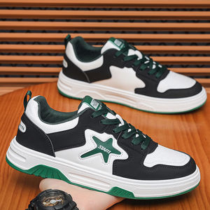 Chaussures décontractées pour hommes, baskets blanches en PU, à lacets, légères, amorties, antidérapantes - Product Image 5