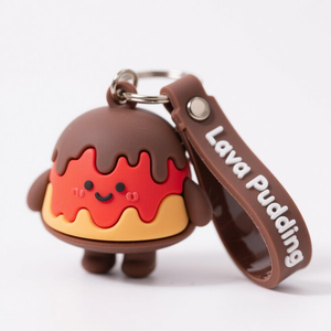 Custom Promotional Gift PVC Rubber Pendant Cartoon Character Cute lava Pudding Keychains Key Ring Accessories