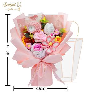 <span class=keywords><strong>ดอกไม้</strong></span>ถักโครเชต์แฮนด์เมดขนาดใหญ่ ช่อดอกทิวลิป กุหลาบ ของขวัญสำหรับผู้หญิง วันวาเลนไทน์/วันครบรอบ/วันเกิด/วันแม่ - Product Image 1