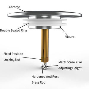 Tapón Universal para Bañera, Diámetro 72mm, Tapón de Bañera de Alta Calidad, Material de Latón Cromado, Altura Ajustable, Sellado Hermético - Product Image 1