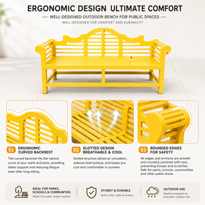 <span class=keywords><strong>Banc</strong></span> d'extérieur en aluminium avec dossier incurvé en forme de vague, revêtement fluorocarboné, résistant aux intempéries, pour place publique et site touristique - Product Image 6