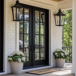 OUNA Custom Arched Aluminum French <strong>Doors</strong> Antique Design with Decorative Grilles for <strong>a</strong> Unique Vintage Style Home Entrance - Product Image 5