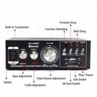 Amplificateur audio de voiture AOSHEN AK-698BT Mini Auto 250W 2 canaux 4-8 ohms 86dB SNR
