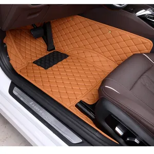 Personalizzato 3D 5D tappetino auto pieno avvolti tappetini auto 4 pezzi in pelle doppio tappeto per auto