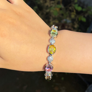 Ngọt Ngào Đầy Màu Sắc Lớn Hình Bầu Dục Cắt <span class=keywords><strong>Cubic</strong></span> Zircon Chuỗi Vòng Đeo Tay Cho Phụ Nữ Cô Gái Món Quà Sinh Nhật Đảng Prom Chất Lượng Cao Trang Sức Phụ Kiện - Product Image 2