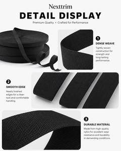 20-50mm Heavy Duty Polypropylene PP Ribbed <b>Webbing</b> Black Woven <b>Strap</b> for Cargo Lashing Tie Down Moving Binding - Product Image 2