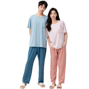 Conjunto de Pijama de Estilo Simple de Alta Gama Lenzing para Parejas, Pantalones Cortos de Algodón Modal Tencel, Talla XS, Ropa de Dormir para Hombre, Grosor Delgado - Product Image 3