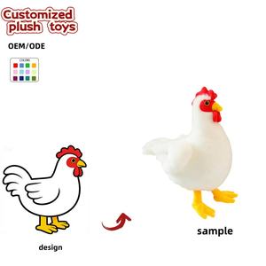 Peluche <span class=keywords><strong>de</strong></span> Gallina Blanca Personalizado OEM/ODM - Colores y Patrones Personalizables, Gallina <span class=keywords><strong>de</strong></span> Peluche Personalizada con Peineta Roja para Regalos - Product Image 1