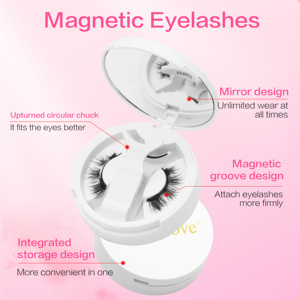 Kit de cils magnétiques 26 mm de largeur, courbure C, longueur 6-10 mm, réutilisables, <span class=keywords><strong>faux</strong></span> cils 3D en vison naturel avec étui miroir et applicateur - Product Image 2