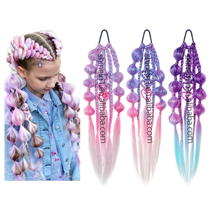 Shinein Estensioni per Capelli a Treccia Crochet Fatte a Mano da 24 Pollici, a Forma <span class=keywords><strong>di</strong></span> Cuore, Colorate, <span class=keywords><strong>con</strong></span> Effetto Bolle e Tinsel - Product Image 1