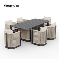 Table et chaises de patio pour villa moderne, ensemble de salle à manger extérieure en aluminium pour restaurant, mobilier d'extérieur pour complexe hôtelier, table de jardin pour hôtel
