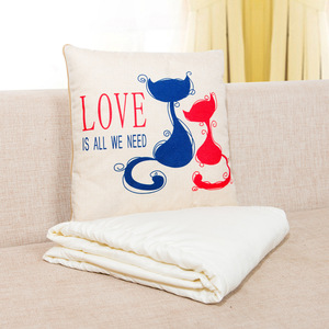 Manta de algodón PP 2 en 1 con logotipo personalizado, almohada de lino para sofá y coche con estampado de doble propósito - Product Image 3