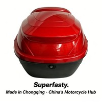Boîte à bagages pour moto Superfasty, imperméable, anti-poussière, en PP mat, rouge bordeaux, 33L, avec serrure à clé pour le rangement du casque, résistante aux chocs, garantie 1 an