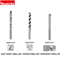 Jeu de 18 forets hélicoïdaux HSS Makita originaux, assortiment mixte, pour maçonnerie, bois, métal et béton