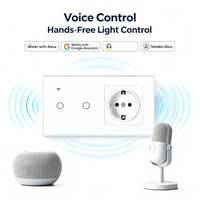 Interruptor Inteligente Tipo 157 Eu Tuya Zigbee 3.0, Enchufe de Corriente Normal, Panel de Vidrio Templado, 220V 16A, Control Remoto por Voz y Aplicación, Temporizador