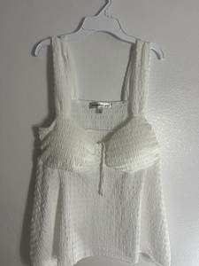 Top de Tirantes Anchos con Cuello Cuadrado y Lazo Delantero, Blanco, Tejido, Sin Mangas, Marca <span class=keywords><strong>Madden</strong></span> <span class=keywords><strong>Girl</strong></span>, Talla L, OEM ODM - Product Image 1