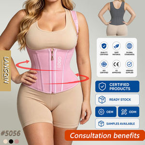 Ceinture de sudation amincissante rose pour femme avec fermeture éclair, soutien dorsal respirant en néoprène pour le sauna - Product Image 1