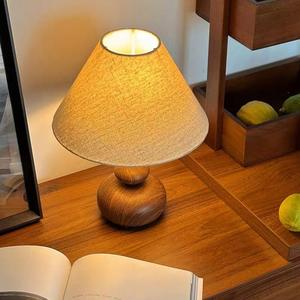 Modern Chinese <b>Retro</b> Style Walnut Wood <b>Table</b> Lamp Wabi-Sabi Designer Minimalist <b>Bedside</b> Lamp for Hotel Bedroom Vintage <b>Retro</b> - Product Image 2