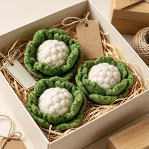 Juguete de Comida de Fieltro de Lana Hecho a Mano al por Mayor, Coliflor de Juguete para Juego de Imitación, Regalo Educativo para Niños Pequeños de 3 a 6 Años - Product Image 3