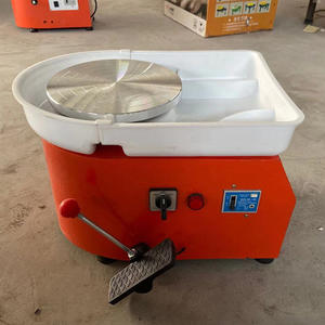 Tour <span class=keywords><strong>de</strong></span> <span class=keywords><strong>potier</strong></span> électrique <span class=keywords><strong>de</strong></span> table HCHWENH 25CM 350W, machine à céramique DIY, pédale manuelle intégrée, type métal, orange - Product Image 3