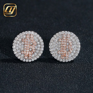 Boucles d'oreilles clous lettre B bicolores serties de diamants Moissanite VVS en argent sterling S925, style Hip Hop pour hommes, avec certificat GRA - Product Image 1