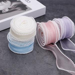 <span class=keywords><strong>Ruban</strong></span> en dentelle 4 cm 100 % nylon lavable à motif floral, nœud en queue de poisson perlé, fait main, pour décoration de gâteaux DIY, mariage et fête - Product Image 5