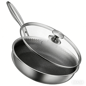 <span class=keywords><strong>Wok</strong></span> Antiadherente de Acero Inoxidable Triple <span class=keywords><strong>con</strong></span> Diseño de Panal de Abeja para Cocina de Gas e <span class=keywords><strong>Inducción</strong></span>, Capacidad de 20L para Restaurantes - Product Image 2