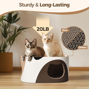 Maison à gratter pour chat en carton ondulé avec trou, grand lit de repos à gratter, tapis à gratter pour chat d'intérieur - Product Image 3