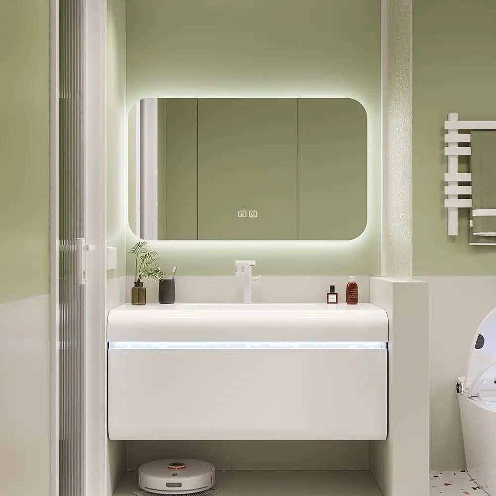 Modern lüks banyo Vanity dolapları aydınlatma banyo depolama su geçirmez banyo Vanity