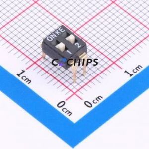 HX 2.54-2P CJGT DIP Switch DIP-4P,5.08x6mm Switch Flat Toggle, Raised Type Single Pole Single Throw 2 PC Pin - Product Image 1