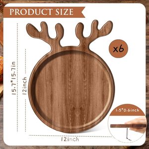 Plateau de Noël en bois, plateau à fruits en forme de renne avec ambiance festive, plateau à collations en bois massif - Product Image 2