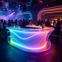 Comptoir de bar lumineux en acrylique transparent en forme de vague personnalisée, télécommande RGB LED, table de bar à cocktails commerciale pour club