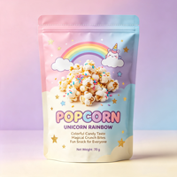 Sachets refermables personnalisés de qualité alimentaire, réutilisables, en Mylar, avec fermeture éclair, pour pop-corn, emballages à fond plat