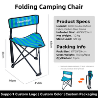 Chaise de camping pliable portable avec sangle réglable, pas besoin de sac de rangement supplémentaire pour le camping en plein air, les pique-niques, la plage, le glamping, le jardin