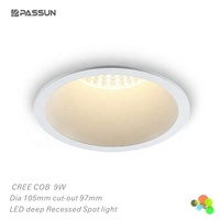 Luminaire encastré rond en aluminium anti-éblouissement pour éclairage ponctuel COB LED