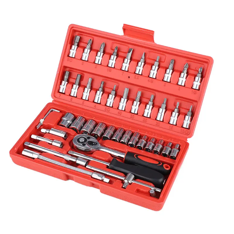 Professional Hand Tool Portable 46pcs Auto Repair Kit Ratchet Socket Wrench Set