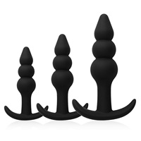 Analer Butt Plug mit konischem Boden, Silikon-Analplug-Set, Analkugeln, wasserdicht, Sexspielzeug für Erwachsene, Männer, komfortabel, für Paare, schwarz