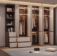 Armoire de rangement moderne minimaliste sans poignée pour chambre à coucher, 18 mm, avec compartiments
