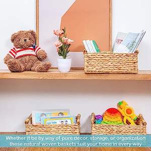 Panier de rangement <span class=keywords><strong>en</strong></span> jacinthe d'eau naturelle avec poignée pour le salon - Product Image 3