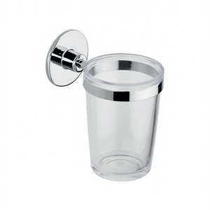 Soporte para cepillos de dientes de acrílico transparente con anillo cromado, accesorio de baño montado en la pared - Product Image 2