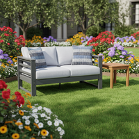 Canapé d'extérieur moderne en HDPE, résistant aux UV, écologique, 2 places, pour patio, jardin, salon, balcon