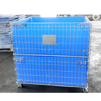 Palette en métal véritable de type industriel galvanisé à chaud pliable Cage de stockage en treillis métallique