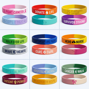 Pulsera de silicona segmentada a color para eventos de caridad hospitalarios, con logotipo personalizado, fabricación OEM a granel para la carrera de concienciación sobre el cáncer - Product Image 1