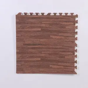 Wood Grain Interlocking EVA Foam Floor Mats Stylish Anti-Fatigue Printed Tiles Play Mats For Home Or Office