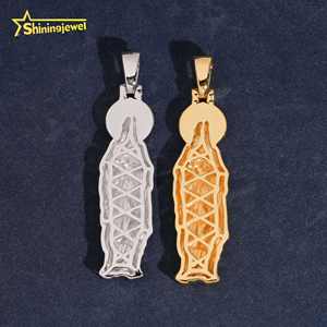 จี้พระแม่มารี งานฝีมือคุณภาพสูง ชุบทองคำแท้ รูปหน้า 3 มิติ พระมารดาแห่งพระเจ้า เครื่องประดับทางศาสนา ประดับด้วยโมอิสซาไนต์ 925 - Product Image 6